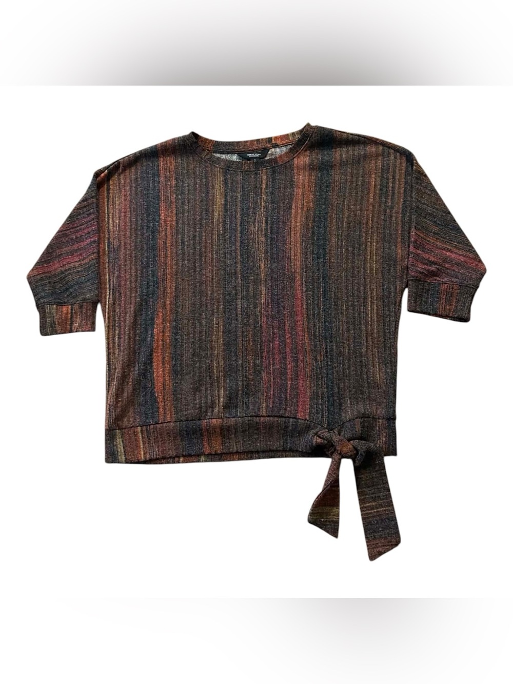 Simply Vera Wang Striped Knit Tie-Hem Shirt - Multi Brown